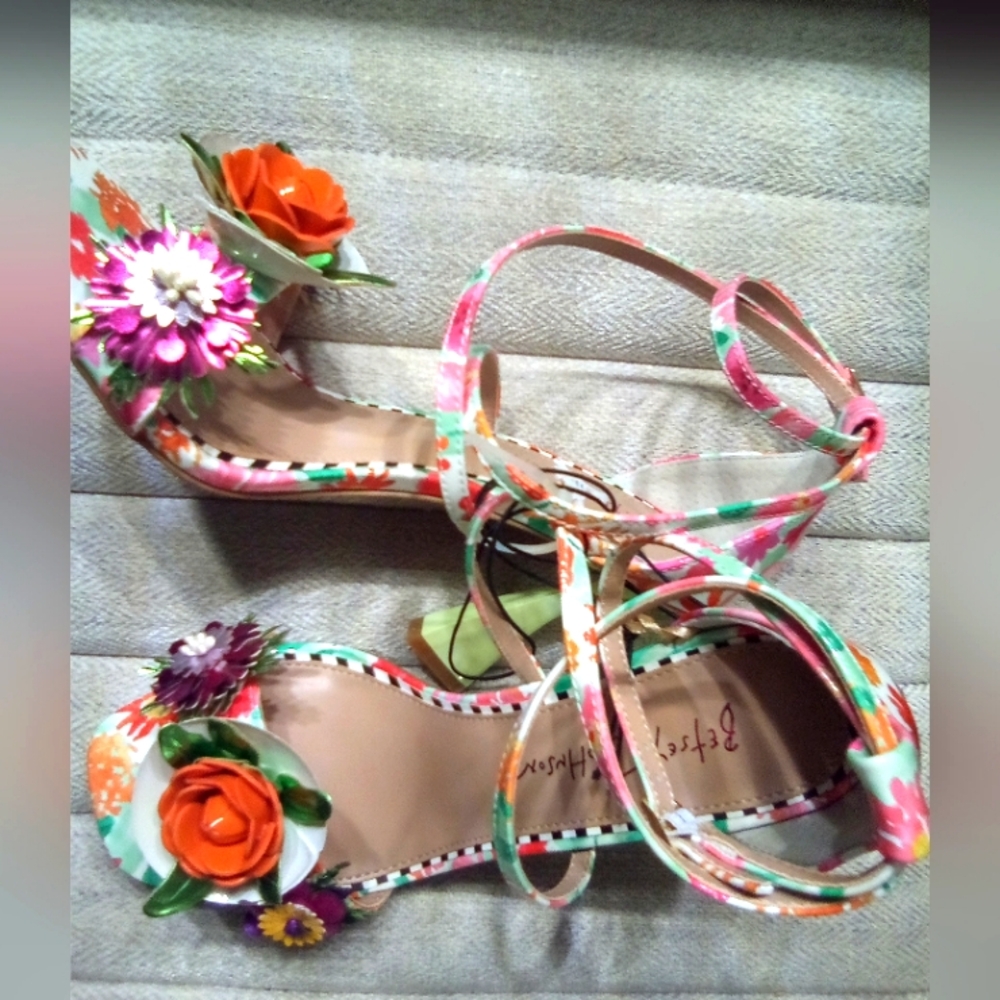 Betsey's Colorful Flowered High Heel Sandals (NEW)